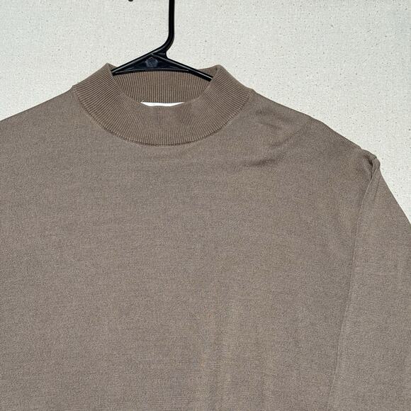 Pronto Uomo Sweater Mens Size Large Brown Mock Neck Tony Soprano Style Old Money - Picture 3 of 8